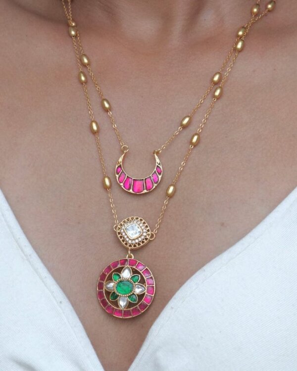 Most Viral 2-Layer Chaand Jadau Set