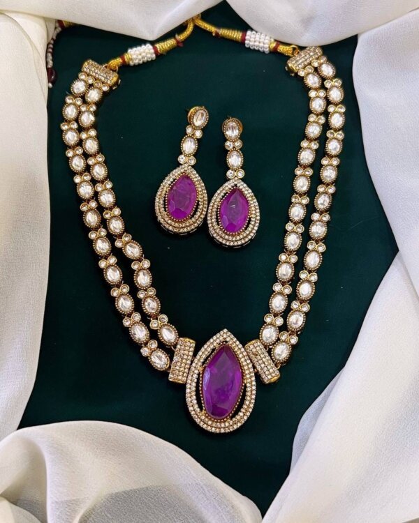 Sitara Shine Double Layer Moissanite Necklace – Elegant Bridal Jewellery 4 1003827374