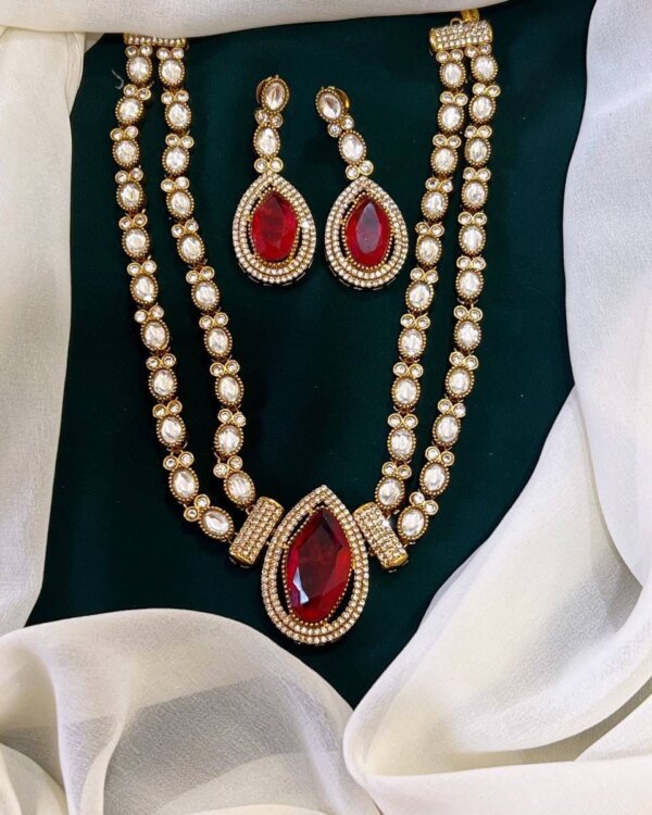 Sitara Shine Double Layer Moissanite Necklace – Elegant Bridal Jewellery 3 1003827378