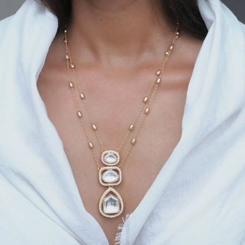 Polki Double Layer Pendant Set Polki Double Layer Pendant Set