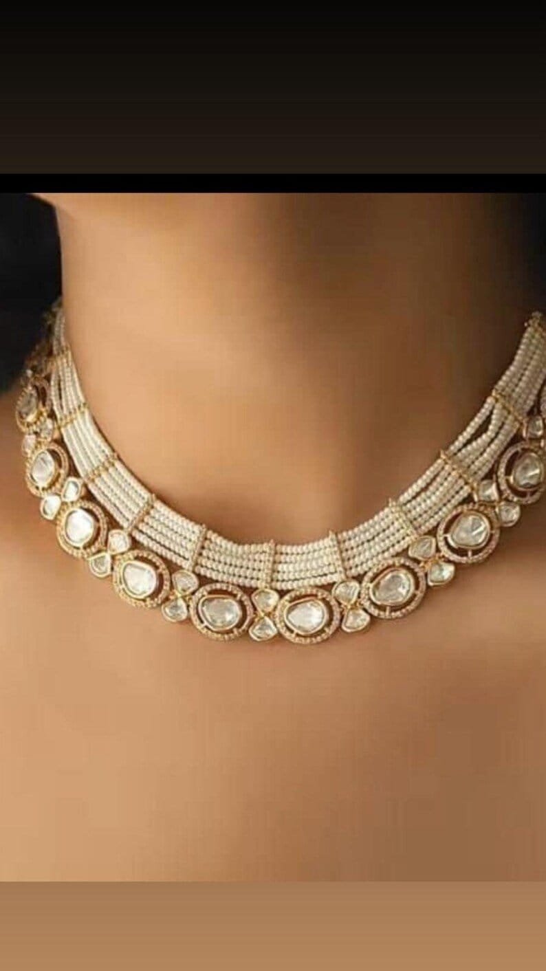 Moissanite Polki Jewellery Set Moissanite Polki Jewellery Set