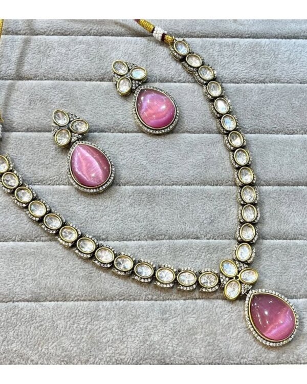 Anira Moissanite Victorian Polki Set – Matte Finish Crystal Stone 4 1004122727