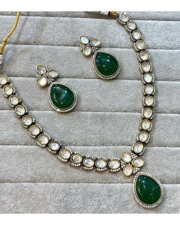 Anira Moissanite Victorian Polki Set – Matte Finish Crystal Stone 3 1004122728