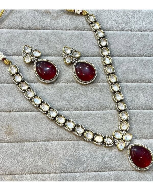 Anira Moissanite Victorian Polki Set – Matte Finish Crystal Stone 5 1004122730