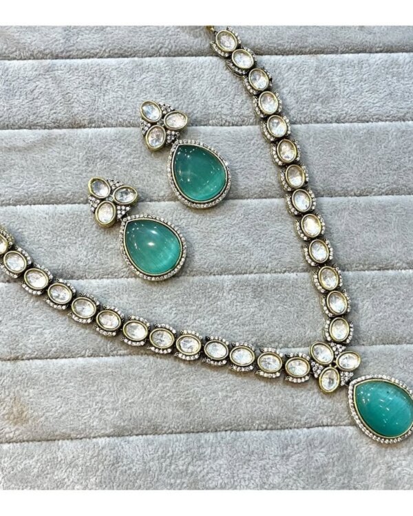 Anira Moissanite Victorian Polki Set – Matte Finish Crystal Stone 2 1004122731