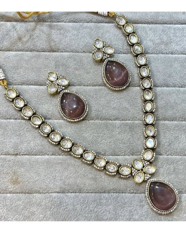 Anira moissanite Victorian polki set matte finish crystal stone