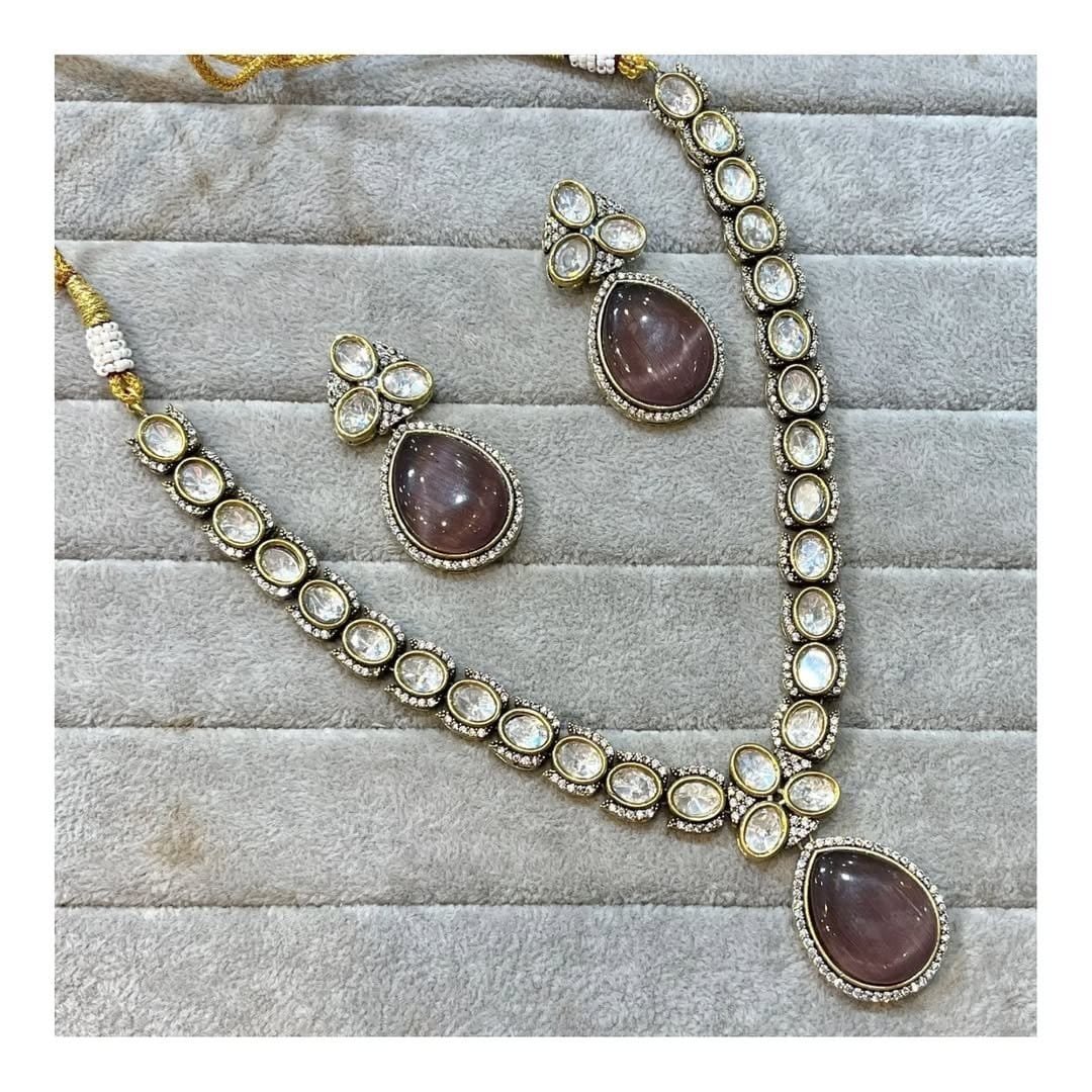 Anira moissanite Victorian polki set matte finish crystal stone Anira moissanite Victorian polki set matte finish crystal stone