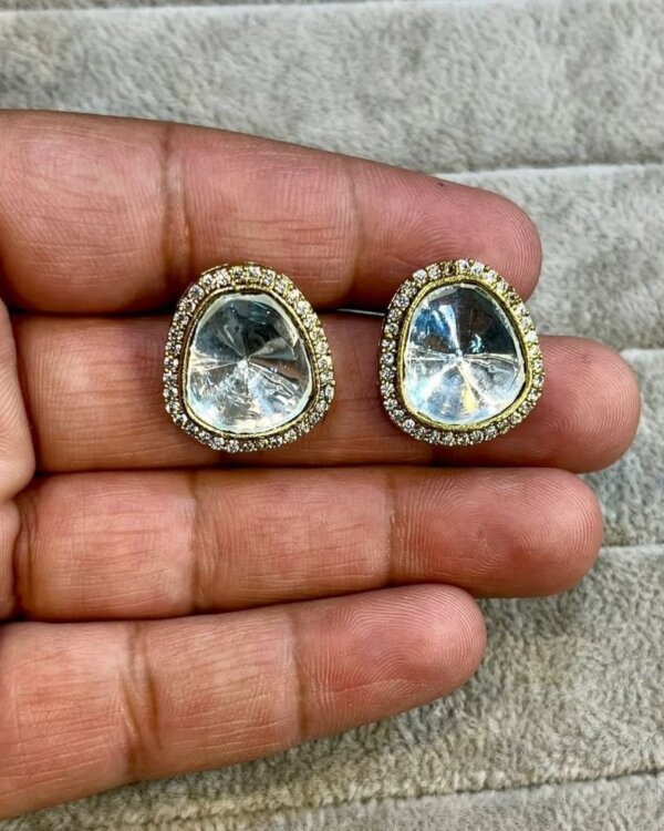 Pretty Polki Stud Earrings – Elegant Daily Wear Jewellery 2 1004123315