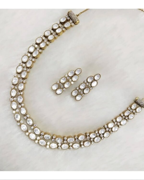 Double Layer Polki Necklace Set