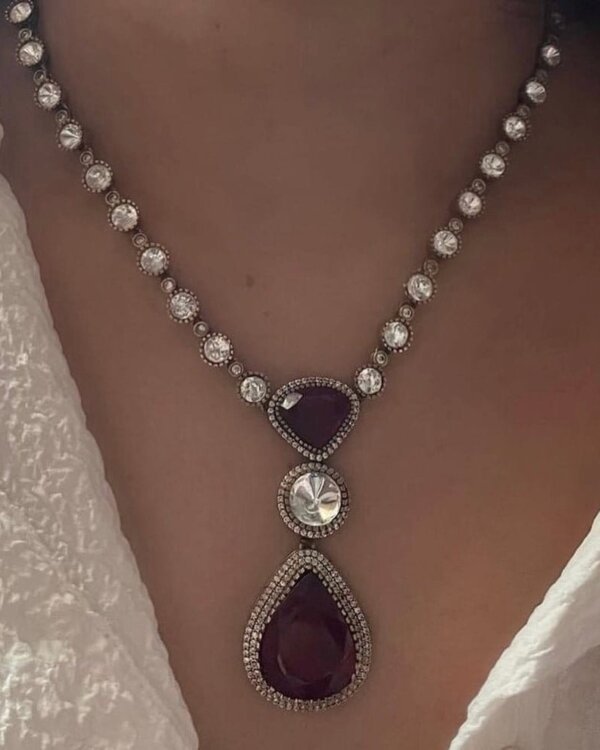 Ishara Doublet Long Pendant Set – Elegant Bridal Jewellery 6 1004123460