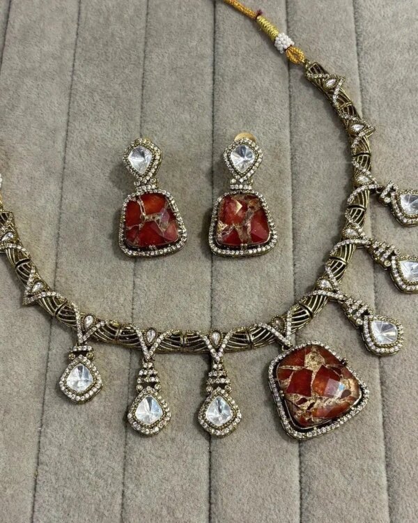 Janhvi Sabyasachi Inspired Fire Doublet Stone Set 2 1004133979