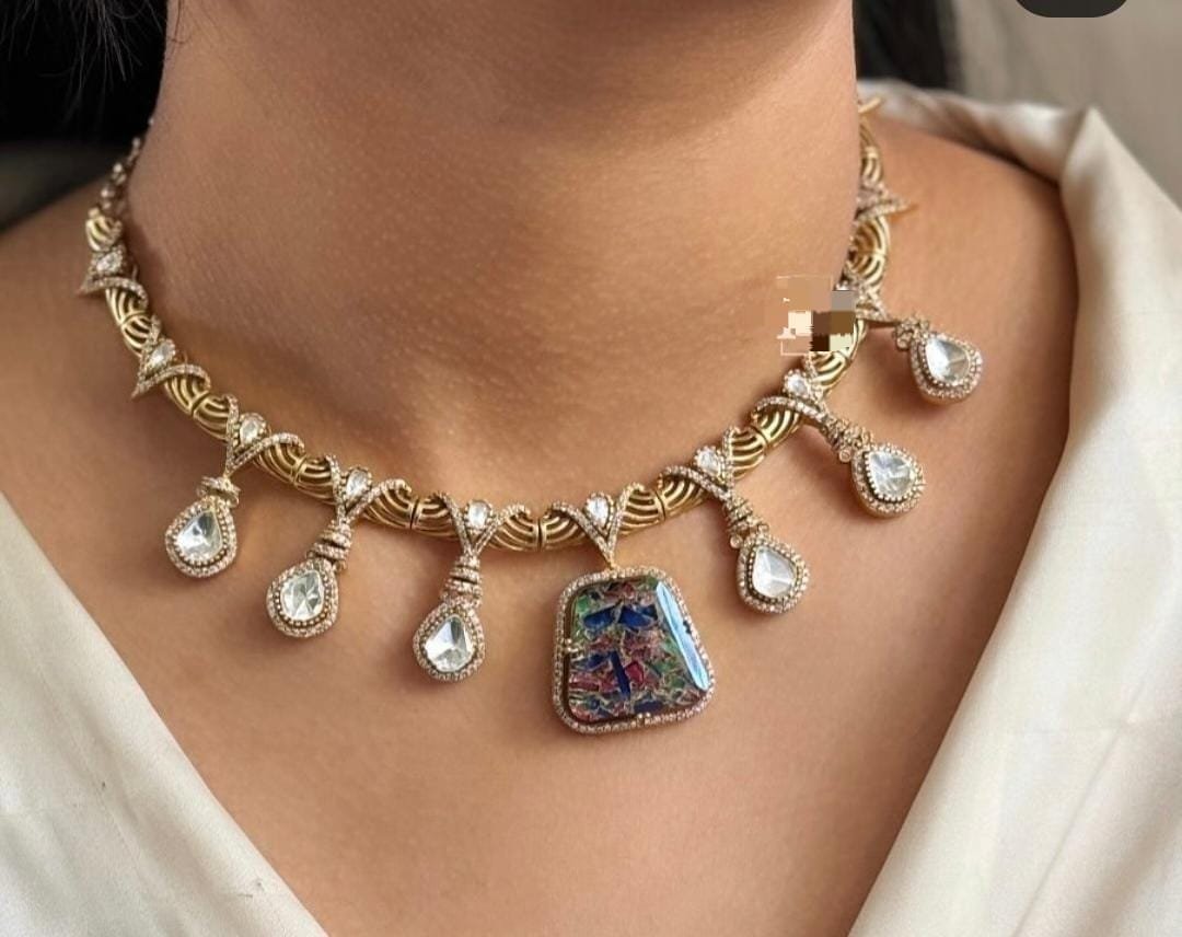 Fire Doublet Stone Set – Janhvi Sabyasachi Inspired Jewellery Fire doublet stone set inspired by Janhvi Sabyasachi