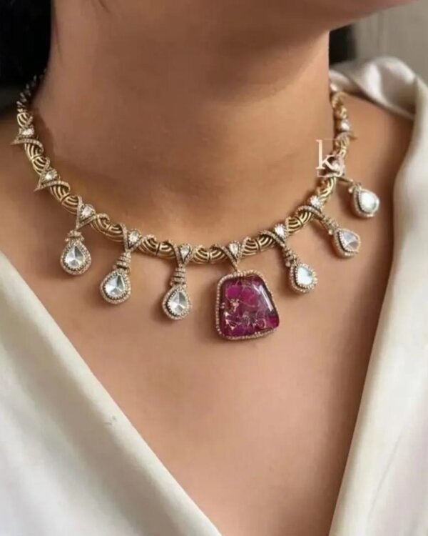 Janhvi Sabyasachi Inspired Fire Doublet Stone Set 10 1004134336