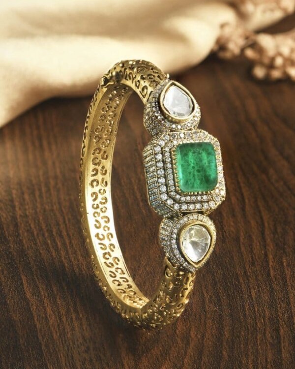 Doublet stone kada openable designer bracelet