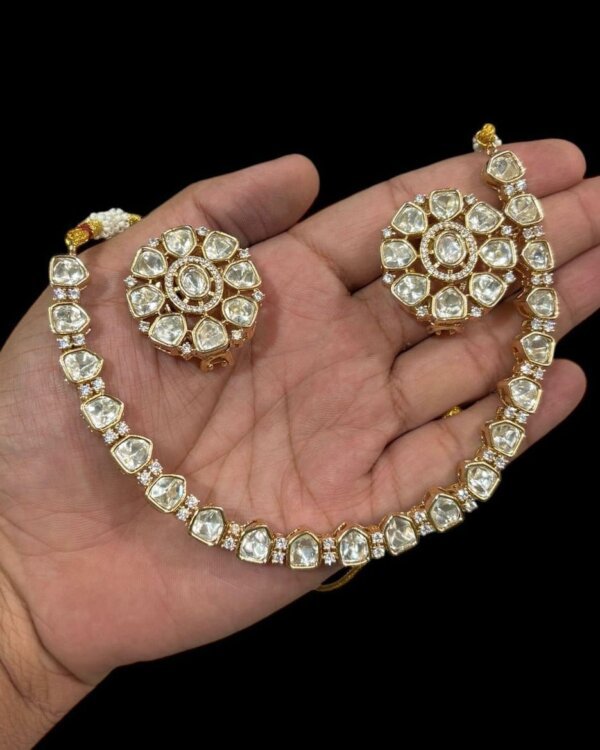 Prettiest Sleek Moissanite Polki Set – Minimal & Elegant Jewelry 2 1004491348