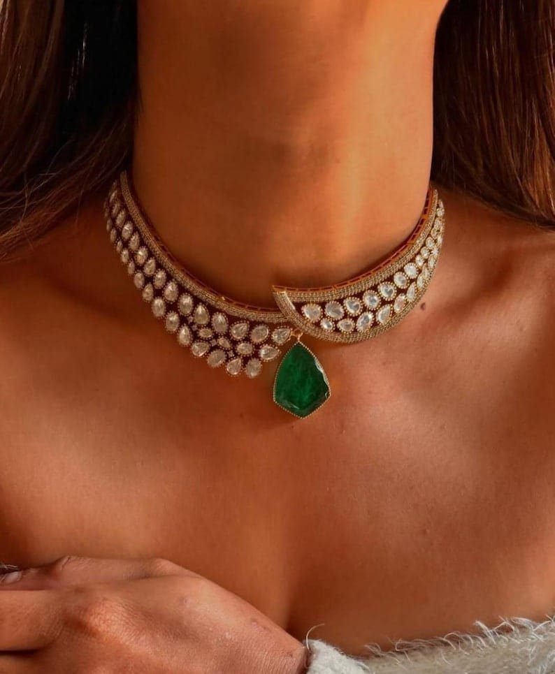 2025/06/1005180314.jpg Anvika Moissanite Polki Choker Set