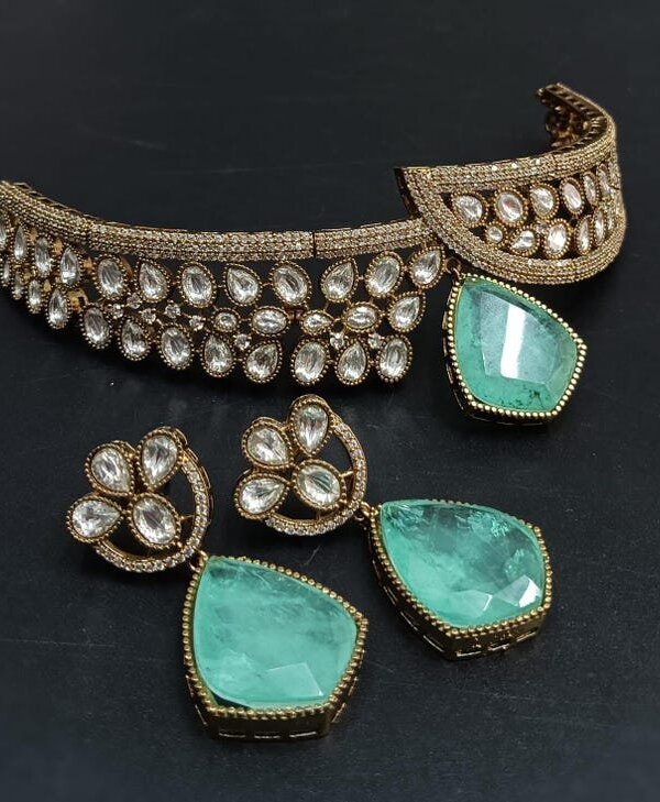 Anvika Moissanite Polki Choker Set – Glamorous Bridal Jewelry for Royal Weddings 7 1007360217