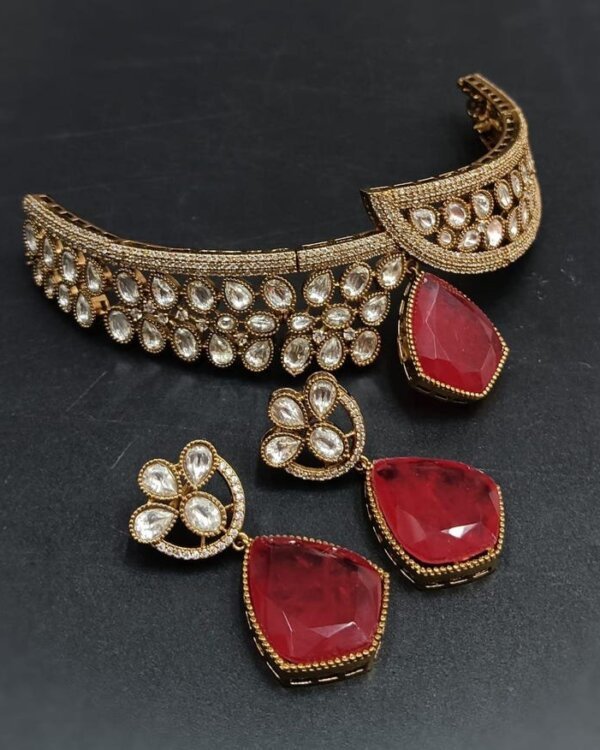 Anvika Moissanite Polki Choker Set – Glamorous Bridal Jewelry for Royal Weddings 9 1007360218