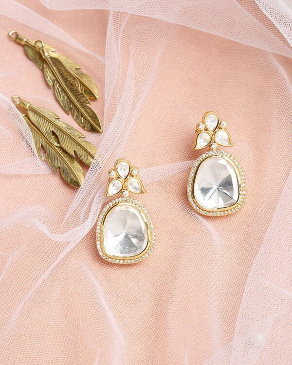 Priya Uncut Polki Studs – Elegant Handcrafted Bridal Earrings 2 1005625896