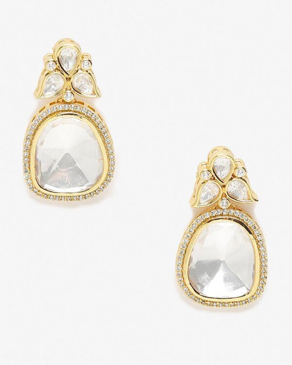 Priya Uncut Polki Studs – Elegant Handcrafted Bridal Earrings 3 1005625897