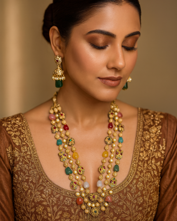 Multicolor rani haar necklace set