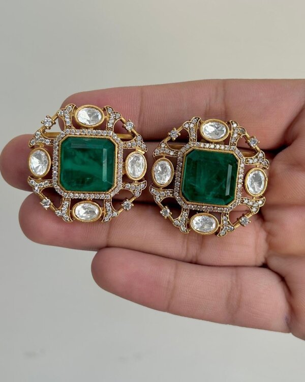 Doublet moissanite stud earrings