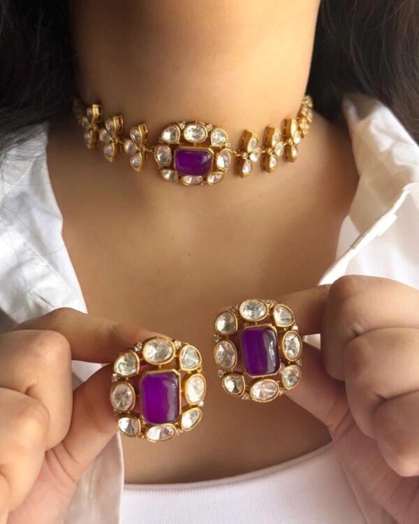 Doublet moissanite necklace set