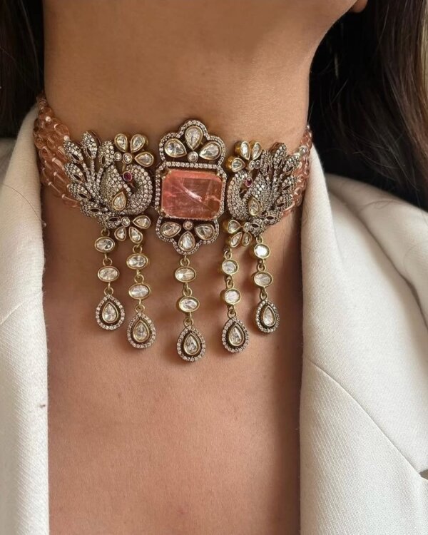 Peach bridal choker set