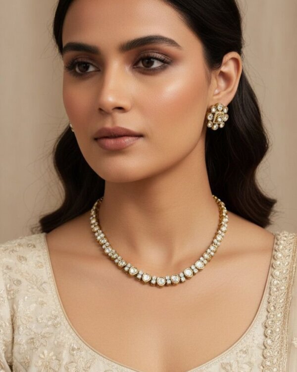 Moissanite polki necklace set